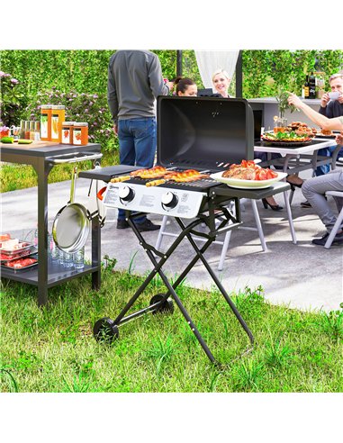 Outsunny Two-Burner Portable Suitcase BBQ - Black