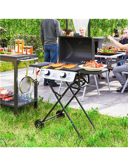 Outsunny Two-Burner Portable Suitcase BBQ - Black - pic 182472 | FastDaddyshop