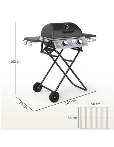 Outsunny Two-Burner Portable Suitcase BBQ - Black