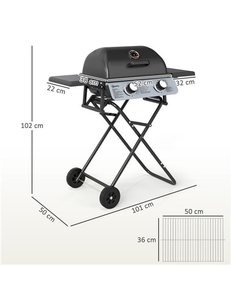 Outsunny Two-Burner Portable Suitcase BBQ - Black - pic 182473 | FastDaddyshop