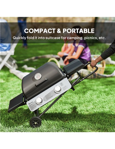 Outsunny Two-Burner Portable Suitcase BBQ - Black - pic 182474 | FastDaddyshop