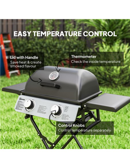 Outsunny Two-Burner Portable Suitcase BBQ - Black - pic 182476 | FastDaddyshop