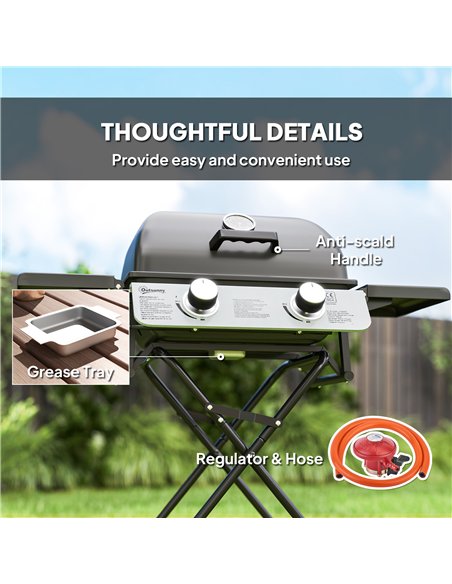 Outsunny Two-Burner Portable Suitcase BBQ - Black - pic 182477 | FastDaddyshop