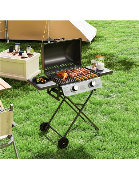 Outsunny Two-Burner Portable Suitcase BBQ - Black - pic 182478 | FastDaddyshop