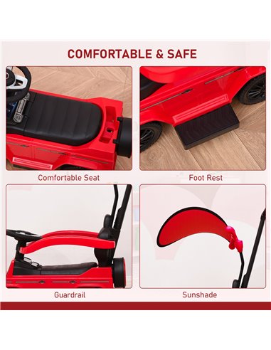 HOMCOM 12+ Push Along Car Mercedes-Benz G350 Foot to Floor Slider with Steering Wheel, Red