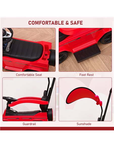 HOMCOM 12+ Push Along Car Mercedes-Benz G350 Foot to Floor Slider with Steering Wheel, Red - pic 18248 | FastDaddyshop