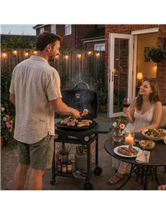 Outsunny 2 Burner Gas Grill with 2 Detachable Side Tables, 3.8 KW Steel Barbecue Grill with Cast Iron Grates, Lid, Thermometer 2