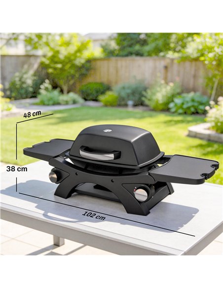 Outsunny 2 Burner Gas Grill with 2 Detachable Side Tables, 3.8 KW Steel Barbecue Grill with Cast Iron Grates, Lid, Thermometer - pic 182528 | FastDaddyshop