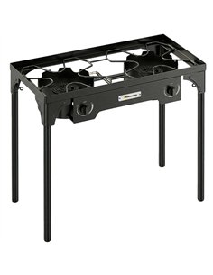 Outsunny Double Burner Camping Stove, 150,000 BTU High Pressure Camping Gas Stove with Detachable Legs, Black