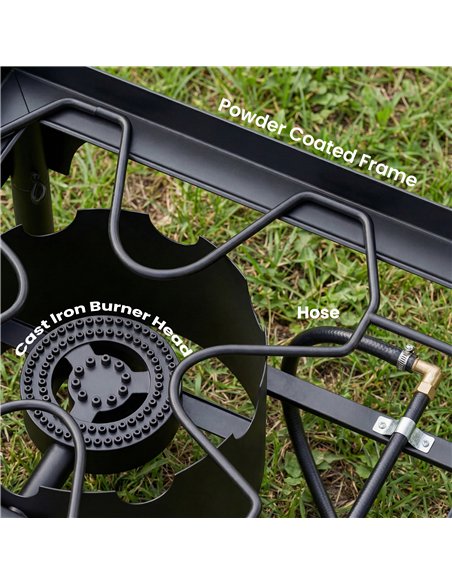 Outsunny Double Burner Camping Stove, 150,000 BTU High Pressure Camping Gas Stove with Detachable Legs, Black - pic 182576 | FastDaddyshop