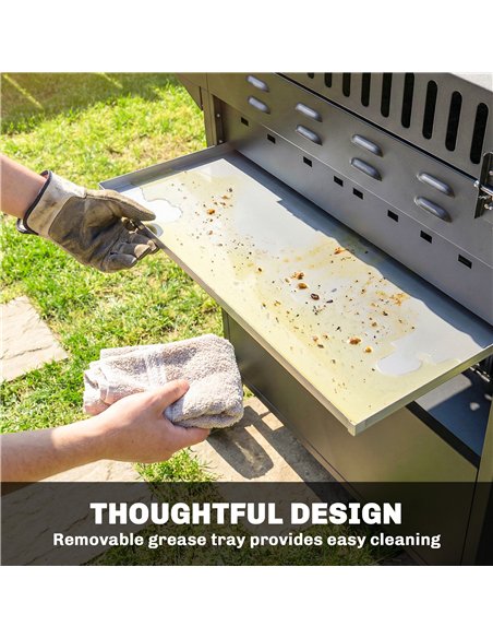 Outsunny 4+1 Burner Gas BBQ Grill with Storage Cabinet, 15.2 kW Gas Barbecue Trolley with Side Table, 4 Wheels, Warming Rack - pic 182585 | FastDaddyshop