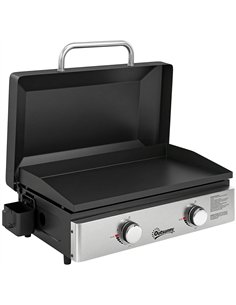 Outsunny 2 Burner Grill Griddle, Portable Gas Plancha, 6 kW, Tabletop Gas BBQ with Grease Cup for Camping Picnic Patios, Black