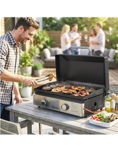 Outsunny 2 Burner Grill Griddle, Portable Gas Plancha, 6 kW, Tabletop Gas BBQ with Grease Cup for Camping Picnic Patios, Black 2