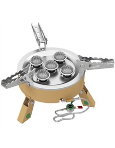Outsunny 7000W Camping Stove with Piezo Ignition, High Power Gas Stove with 50kg Capacity and Carry Bag for Outdoor Hiking Khaki
