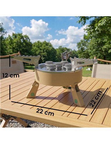 Outsunny 7000W Camping Stove with Piezo Ignition, High Power Gas Stove with 50kg Capacity and Carry Bag for Outdoor Hiking Khaki