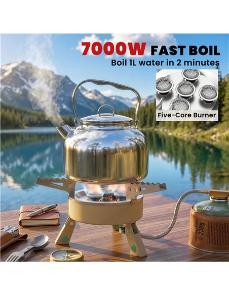 Outsunny 7000W Camping Stove with Piezo Ignition, High Power Gas Stove with 50kg Capacity and Carry Bag for Outdoor Hiking Khaki - pic 182609 | FastDaddyshop