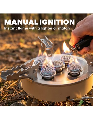 Outsunny 7000W Camping Stove with Piezo Ignition, High Power Gas Stove with 50kg Capacity and Carry Bag for Outdoor Hiking Khaki