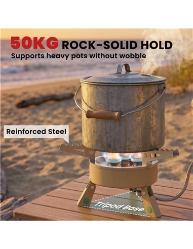 Outsunny 7000W Camping Stove with Piezo Ignition, High Power Gas Stove with 50kg Capacity and Carry Bag for Outdoor Hiking Khaki