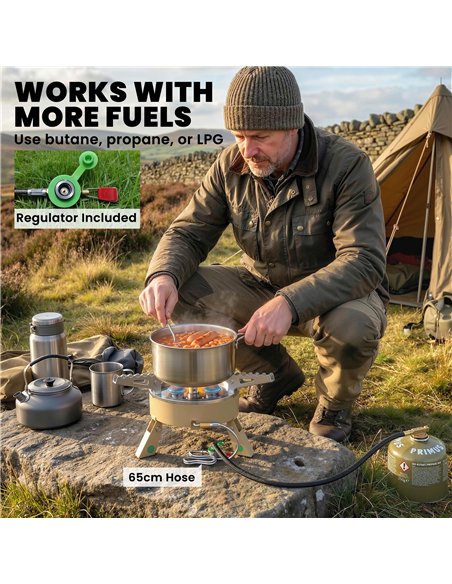 Outsunny 7000W Camping Stove with Piezo Ignition, High Power Gas Stove with 50kg Capacity and Carry Bag for Outdoor Hiking Khaki - pic 182613 | FastDaddyshop