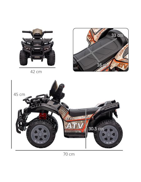 HOMCOM Kids Ride-on Four Wheeler ATV Car with Real Working Headlights, 6V Battery Powered Motorcycle for 18-36 Months, Black - pic 18262 | FastDaddyshop