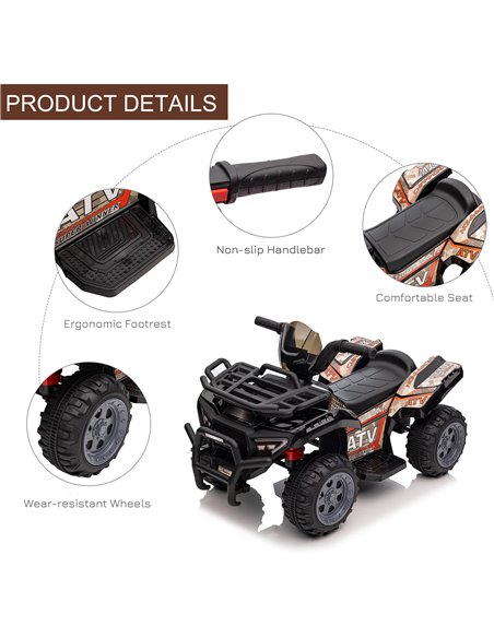 HOMCOM Kids Ride-on Four Wheeler ATV Car with Real Working Headlights, 6V Battery Powered Motorcycle for 18-36 Months, Black - pic 18264 | FastDaddyshop