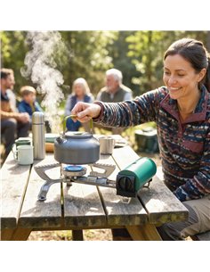 Outsunny 2670W Foldable Camping Stove with Safety Shut-Off, Piezo Ignition Gas Stove with Carry Bag, Green 2