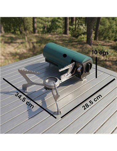 Outsunny 2670W Foldable Camping Stove with Safety Shut-Off, Piezo Ignition Gas Stove with Carry Bag, Green