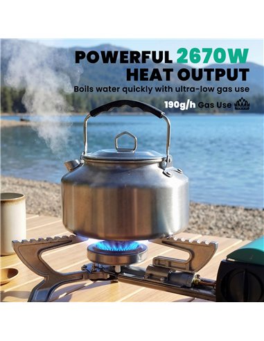Outsunny 2670W Foldable Camping Stove with Safety Shut-Off, Piezo Ignition Gas Stove with Carry Bag, Green