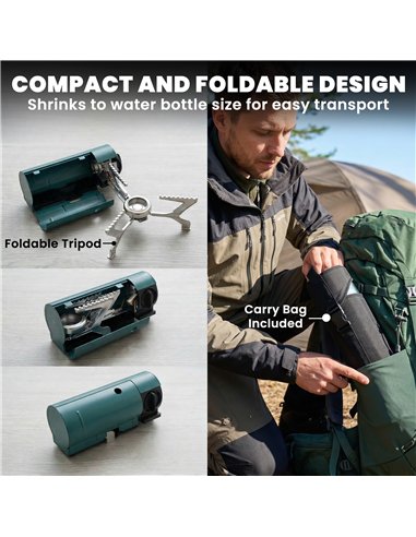 Outsunny 2670W Foldable Camping Stove with Safety Shut-Off, Piezo Ignition Gas Stove with Carry Bag, Green