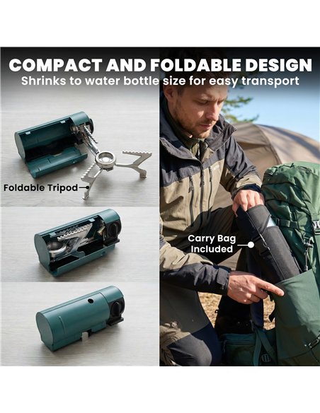 Outsunny 2670W Foldable Camping Stove with Safety Shut-Off, Piezo Ignition Gas Stove with Carry Bag, Green - pic 182647 | FastDaddyshop