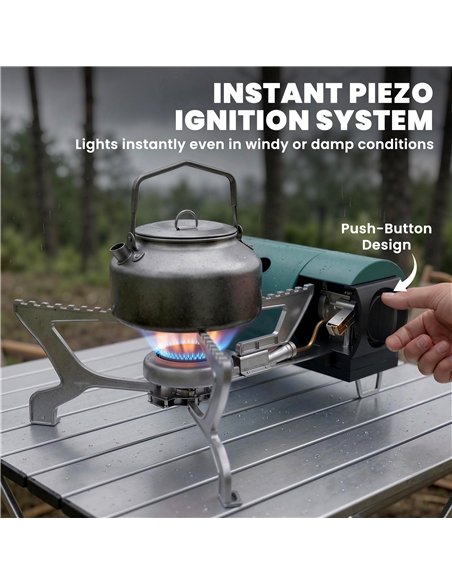 Outsunny 2670W Foldable Camping Stove with Safety Shut-Off, Piezo Ignition Gas Stove with Carry Bag, Green - pic 182648 | FastDaddyshop