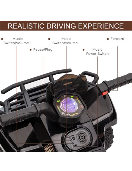 HOMCOM Kids Ride-on Four Wheeler ATV Car with Real Working Headlights, 6V Battery Powered Motorcycle for 18-36 Months, Black - pic 18265 | FastDaddyshop