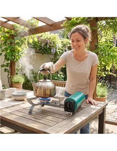 Outsunny 2670W Foldable Camping Stove with Safety Shut-Off, Piezo Ignition Gas Stove with Carry Bag, Green