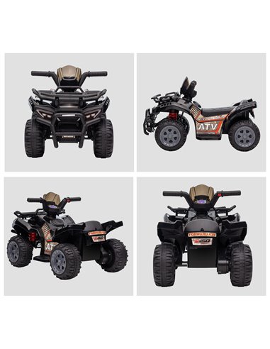 HOMCOM Kids Ride-on Four Wheeler ATV Car with Real Working Headlights, 6V Battery Powered Motorcycle for 18-36 Months, Black