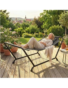 Outsunny Outdoor Hammock with Stand, Freestanding Hammock with Side Pocket, Headrest for Patio, Balcony, Porch, Dark Grey 2