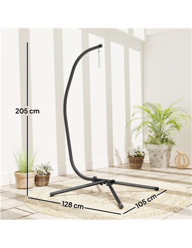 Outsunny Hanging Egg Chair Stand Only, Hammock Chair C-Stand with Hanging Chain, Black