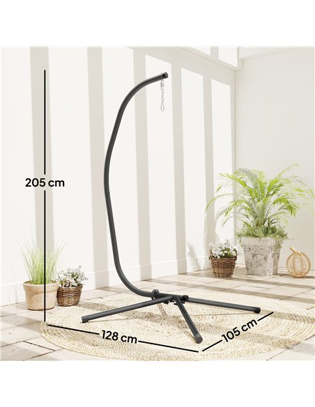 Outsunny Hanging Egg Chair Stand Only, Hammock Chair C-Stand with Hanging Chain, Black - pic 182689 | FastDaddyshop