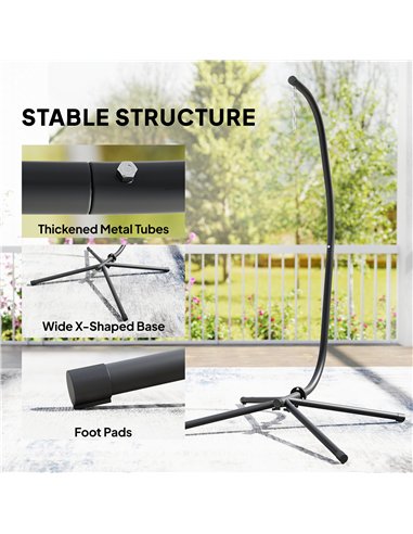 Outsunny Hanging Egg Chair Stand Only, Hammock Chair C-Stand with Hanging Chain, Black