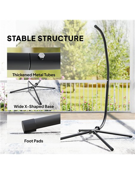 Outsunny Hanging Egg Chair Stand Only, Hammock Chair C-Stand with Hanging Chain, Black - pic 182690 | FastDaddyshop