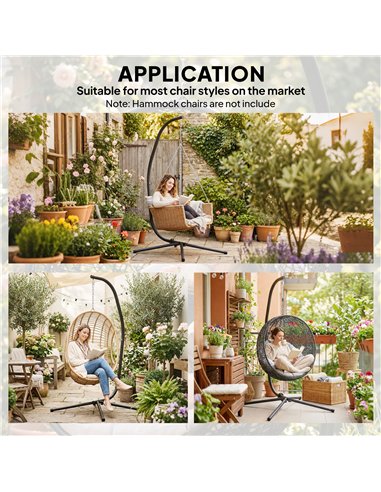 Outsunny Hanging Egg Chair Stand Only, Hammock Chair C-Stand with Hanging Chain, Black