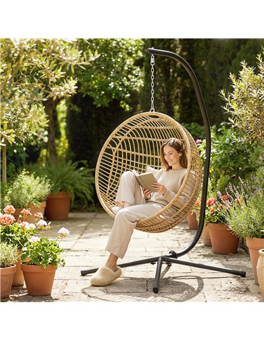 Outsunny Hanging Egg Chair Stand Only, Hammock Chair C-Stand with Hanging Chain, Black