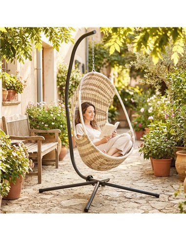 Outsunny Hanging Egg Chair Stand Only, Hammock Chair C-Stand with Hanging Chain, Black