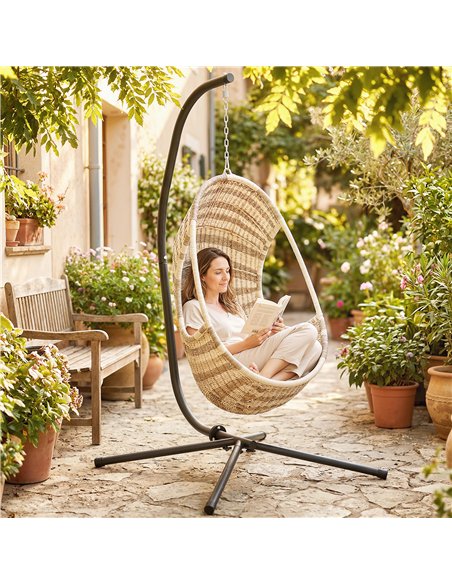 Outsunny Hanging Egg Chair Stand Only, Hammock Chair C-Stand with Hanging Chain, Black - pic 182694 | FastDaddyshop