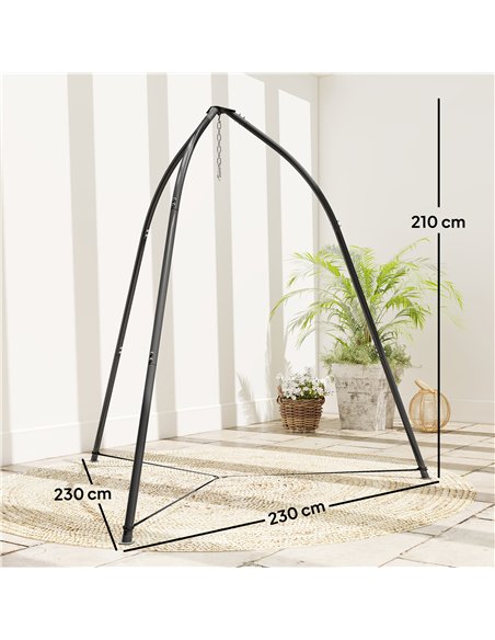 Outsunny Hammock Stand for Hanging Chair Adjustable Height Tripod Hammock Chair Stand Only with Chain, 150 kg Capacity, Black - pic 182698 | FastDaddyshop