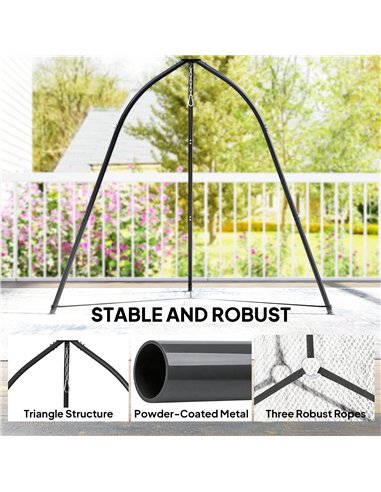 Outsunny Hammock Stand for Hanging Chair Adjustable Height Tripod Hammock Chair Stand Only with Chain, 150 kg Capacity, Black