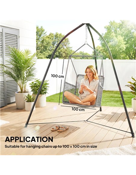 Outsunny Hammock Stand for Hanging Chair Adjustable Height Tripod Hammock Chair Stand Only with Chain, 150 kg Capacity, Black - pic 182701 | FastDaddyshop