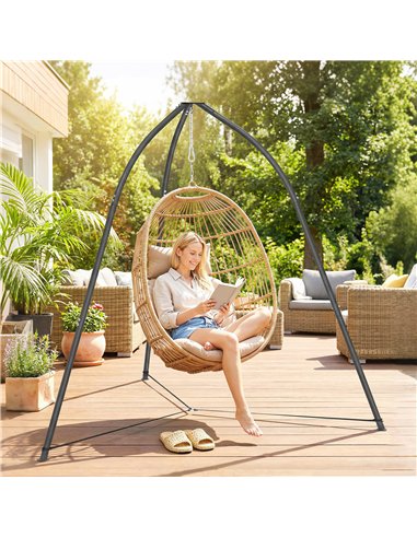 Outsunny Hammock Stand for Hanging Chair Adjustable Height Tripod Hammock Chair Stand Only with Chain, 150 kg Capacity, Black