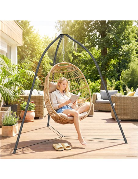 Outsunny Hammock Stand for Hanging Chair Adjustable Height Tripod Hammock Chair Stand Only with Chain, 150 kg Capacity, Black - pic 182702 | FastDaddyshop