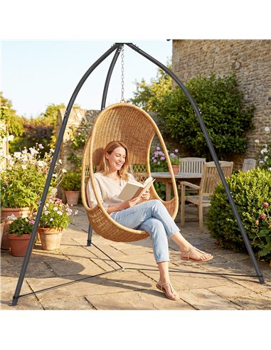 Outsunny Hammock Stand for Hanging Chair Adjustable Height Tripod Hammock Chair Stand Only with Chain, 150 kg Capacity, Black