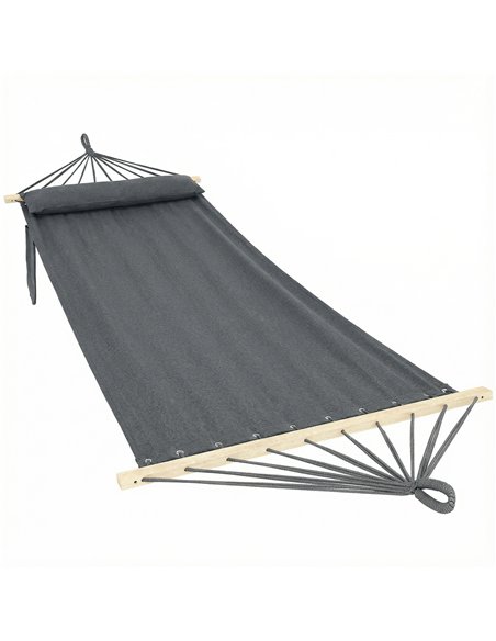 Outsunny Cotton Hammock, Soft Portable Swing Sleeping w/ Headrest & Side Pocket, Dark Grey - pic 182705 | FastDaddyshop